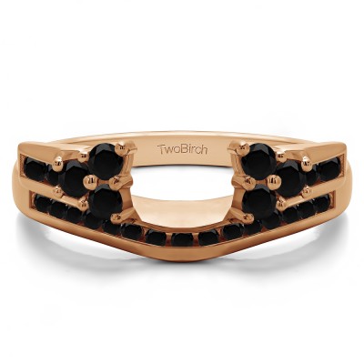 0.5 Ct. Black Round Cluster Anniversary ring wrap in Rose Gold