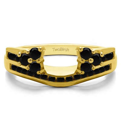 0.5 Ct. Black Round Cluster Anniversary ring wrap in Yellow Gold