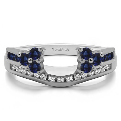 0.5 Ct. Sapphire and Diamond Round Cluster Anniversary ring wrap