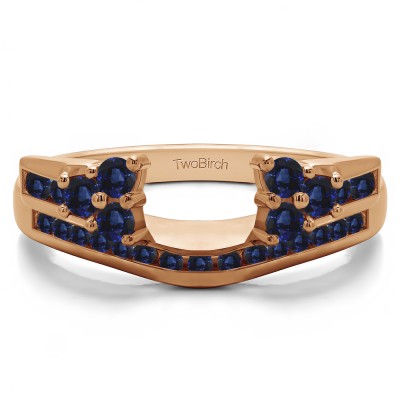 0.5 Ct. Sapphire Round Cluster Anniversary ring wrap in Rose Gold