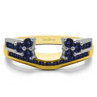 0.5 Ct. Sapphire Round Cluster Anniversary ring wrap in Two Tone Gold