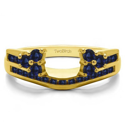 0.5 Ct. Sapphire Round Cluster Anniversary ring wrap in Yellow Gold