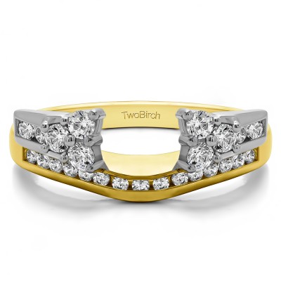 0.5 Ct. Round Cluster Anniversary ring wrap in Two Tone Gold