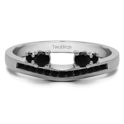 0.34 Ct. Black Four Stone Solitaire Anniversary Ring Wrap Enhancer