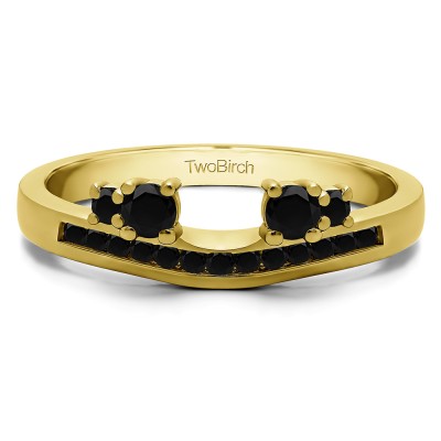 0.34 Ct. Black Four Stone Solitaire Anniversary Ring Wrap Enhancer in Yellow Gold