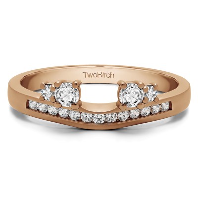 0.34 Ct. Four Stone Solitaire Anniversary Ring Wrap Enhancer in Rose Gold