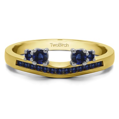 0.34 Ct. Sapphire Four Stone Solitaire Anniversary Ring Wrap Enhancer in Two Tone Gold