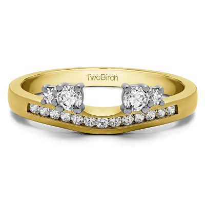 0.34 Ct. Four Stone Solitaire Anniversary Ring Wrap Enhancer in Two Tone Gold