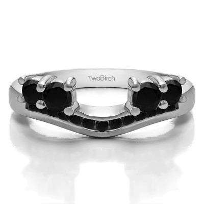 0.34 Ct. Black Four Stone Solitaire Anniversary Ring Wrap Enhancer