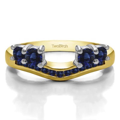 0.34 Ct. Sapphire Four Stone Solitaire Anniversary Ring Wrap Enhancer in Two Tone Gold