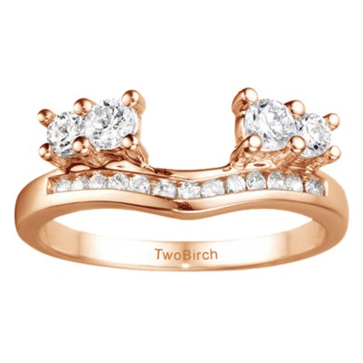 0.73 Ct. Four Stone Solitaire Anniversary Ring Wrap Enhancer in Rose Gold