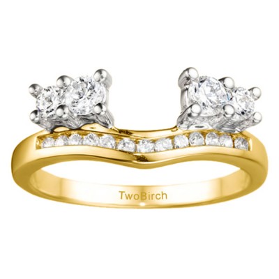 0.73 Ct. Four Stone Solitaire Anniversary Ring Wrap Enhancer in Two Tone Gold