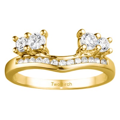 0.73 Ct. Four Stone Solitaire Anniversary Ring Wrap Enhancer in Yellow Gold