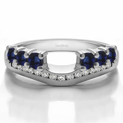 0.49 Ct. Sapphire and Diamond Six Stone Anniversary Ring Wrap with Channel Set Band
