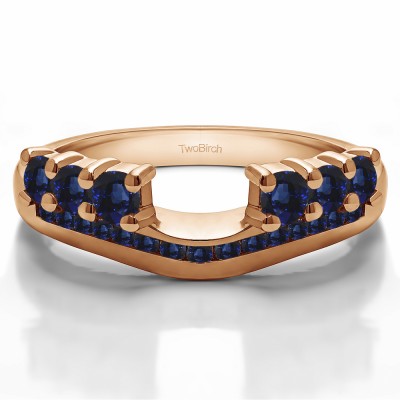 0.49 Ct. Sapphire Six Stone Anniversary Ring Wrap with Channel Set Band in Rose Gold