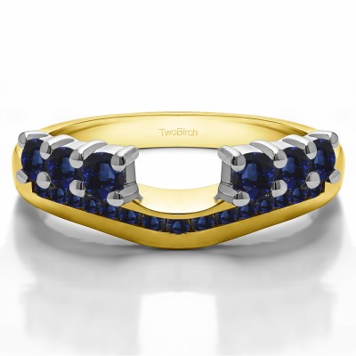 0.49 Ct. Sapphire Six Stone Anniversary Ring Wrap with Channel Set Band in Two Tone Gold