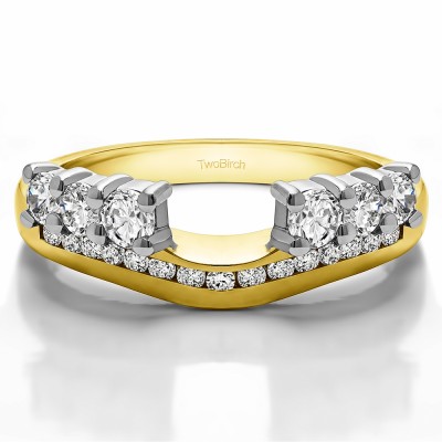 0.49 Ct. Six Stone Anniversary Ring Wrap with Channel Set Band in Two Tone Gold