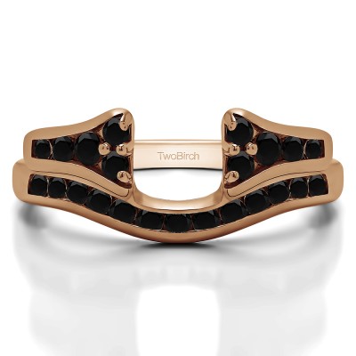 0.76 Ct. Black Round Channel Set Curved Anniversary Ring Wrap with Round  in Rose Gold