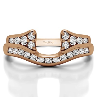 1.2 Ct. Round Channel Set Curved Anniversary Ring Wrap with Round  in Rose Gold