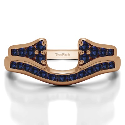 0.48 Ct. Sapphire Round Channel Set Curved Anniversary Ring Wrap with Round  in Rose Gold