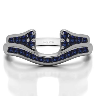 0.48 Ct. Sapphire Round Channel Set Curved Anniversary Ring Wrap with Round