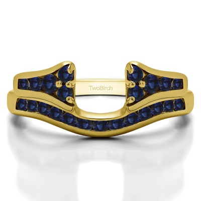 0.48 Ct. Sapphire Round Channel Set Curved Anniversary Ring Wrap with Round  in Yellow Gold