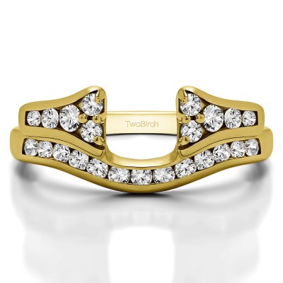 1.2 Ct. Round Channel Set Curved Anniversary Ring Wrap with Round  in Yellow Gold