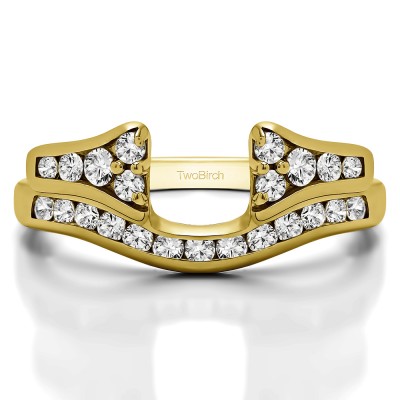 1.2 Ct. Round Channel Set Curved Anniversary Ring Wrap with Round  in Yellow Gold