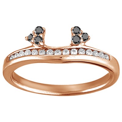 0.33 Ct. Black and White Round Cluster Contour Channel Set Anniversary Ring Wrap in Rose Gold