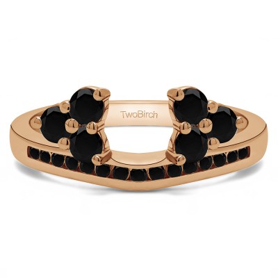 0.25 Ct. Black Round Cluster Contour Channel Set Anniversary Ring Wrap in Rose Gold
