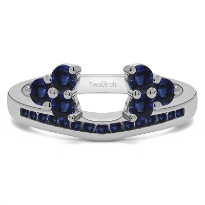 0.25 Ct. Sapphire Round Cluster Contour Channel Set Anniversary Ring Wrap