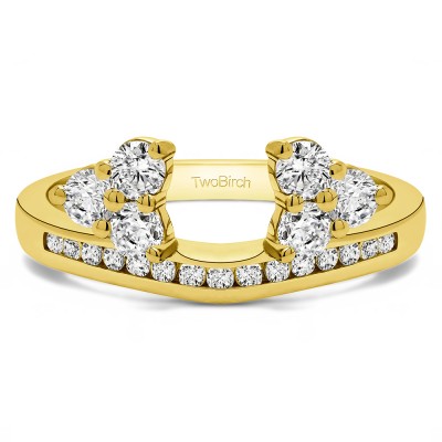 0.25 Ct. Round Cluster Contour Channel Set Anniversary Ring Wrap in Yellow Gold