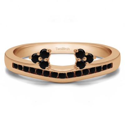 0.25 Ct. Black Round Cluster Contour Channel Set Anniversary Ring Wrap in Rose Gold