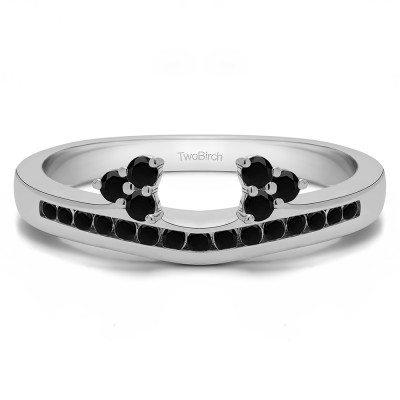 0.25 Ct. Black Round Cluster Contour Channel Set Anniversary Ring Wrap