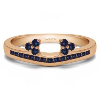 0.25 Ct. Sapphire Round Cluster Contour Channel Set Anniversary Ring Wrap in Rose Gold