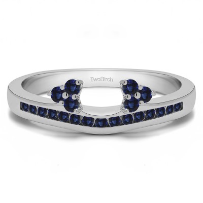 0.25 Ct. Sapphire Round Cluster Contour Channel Set Anniversary Ring Wrap