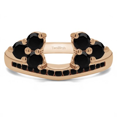 0.25 Ct. Black Round Cluster Contour Channel Set Anniversary Ring Wrap in Rose Gold