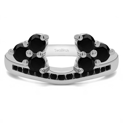 0.25 Ct. Black Round Cluster Contour Channel Set Anniversary Ring Wrap