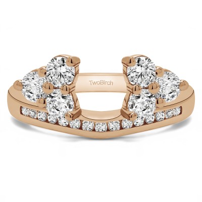 0.75 Ct. Round Cluster Contour Channel Set Anniversary Ring Wrap in Rose Gold