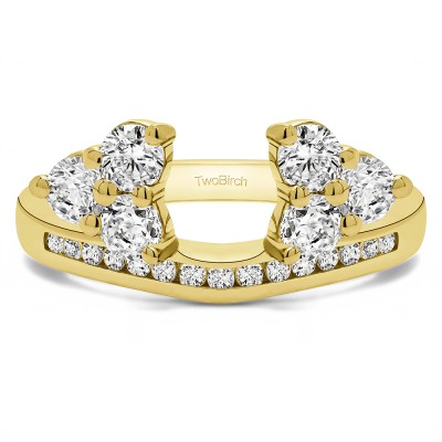 0.75 Ct. Round Cluster Contour Channel Set Anniversary Ring Wrap in Yellow Gold