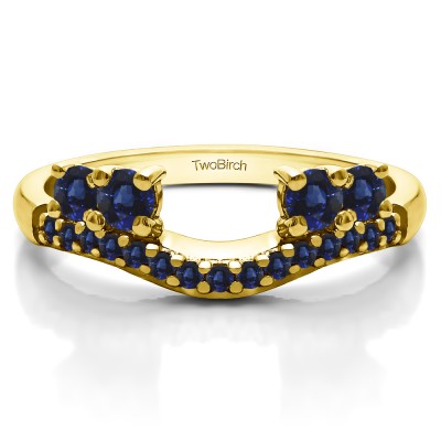 0.49 Ct. Sapphire Shared Prong Contour Four Stone Anniversary Ring Wrap in Yellow Gold