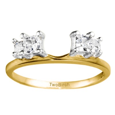 0.38 Ct. Graduated Four Stone Princess Cut Ring Wrap in Two Tone Gold