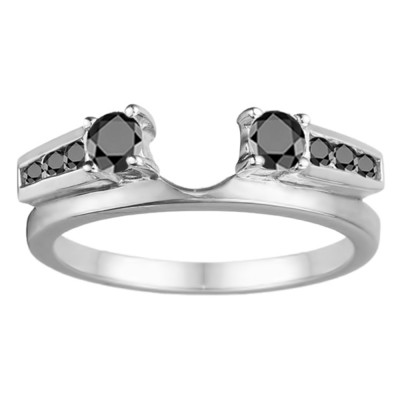0.31 Ct. Black Round Channel and Prong Set Solitaire Ring Wrap