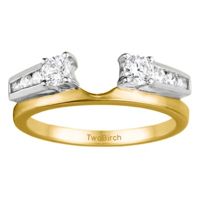 0.5 Ct. Round Channel and Prong Set Solitaire Ring Wrap  in Two Tone Gold