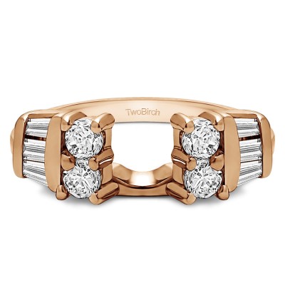 0.86 Ct. Round and Baguette Channel and Prong Ring Wrap Jacket in Rose Gold