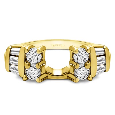 0.86 Ct. Round and Baguette Channel and Prong Ring Wrap Jacket in Yellow Gold