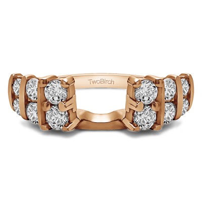 0.5 Ct. Three Row Bar Set Ring Wrap in Rose Gold