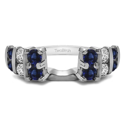 0.25 Ct. Sapphire and Diamond Three Row Bar Set Ring Wrap