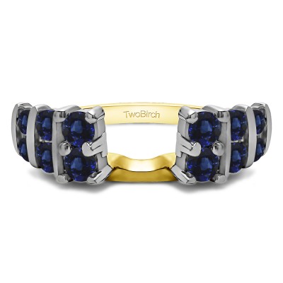 0.25 Ct. Sapphire Three Row Bar Set Ring Wrap in Two Tone Gold