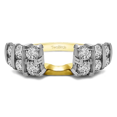 0.96 Ct. Three Row Bar Set Ring Wrap in Two Tone Gold